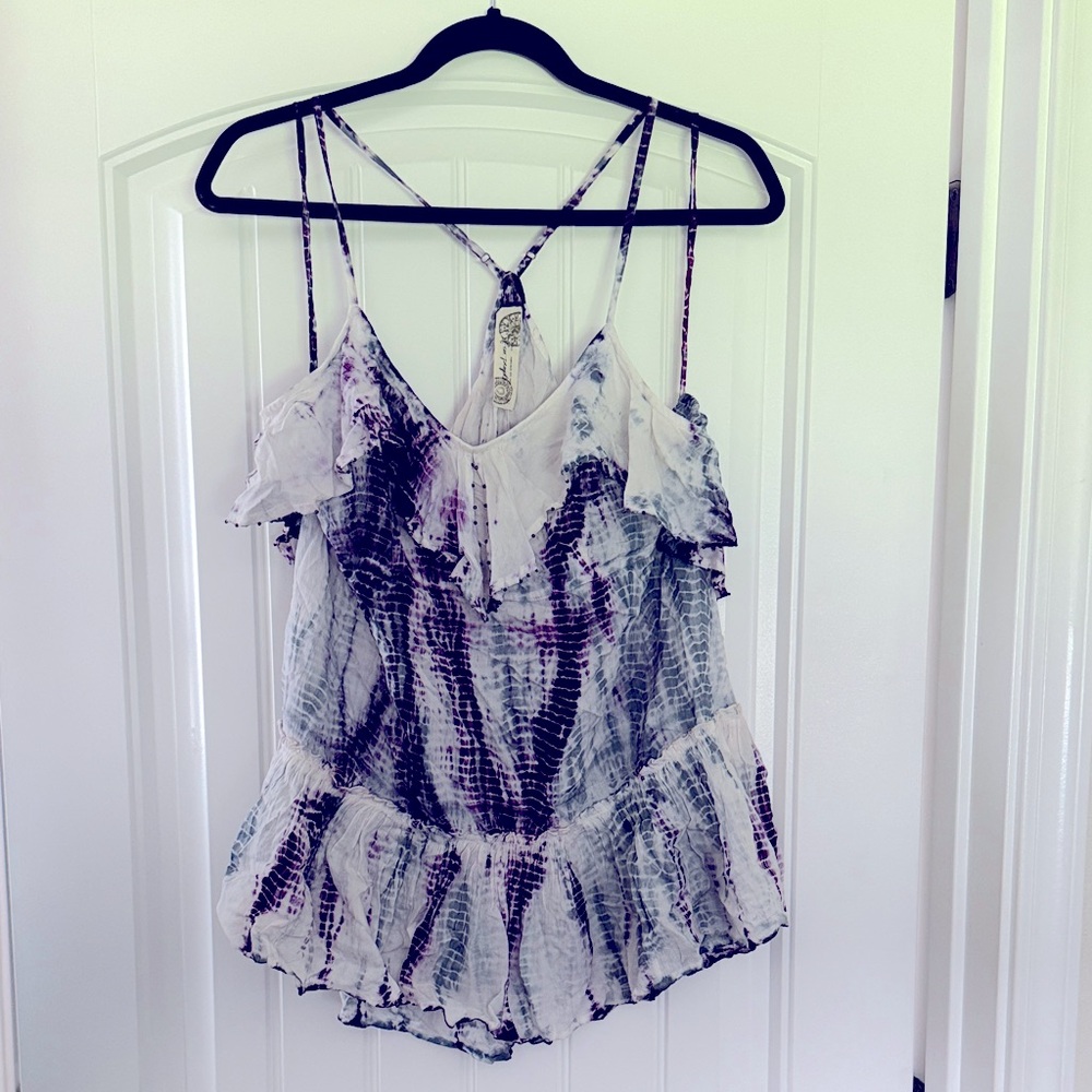 NWT Free People Purple and White Tie Die Camisole